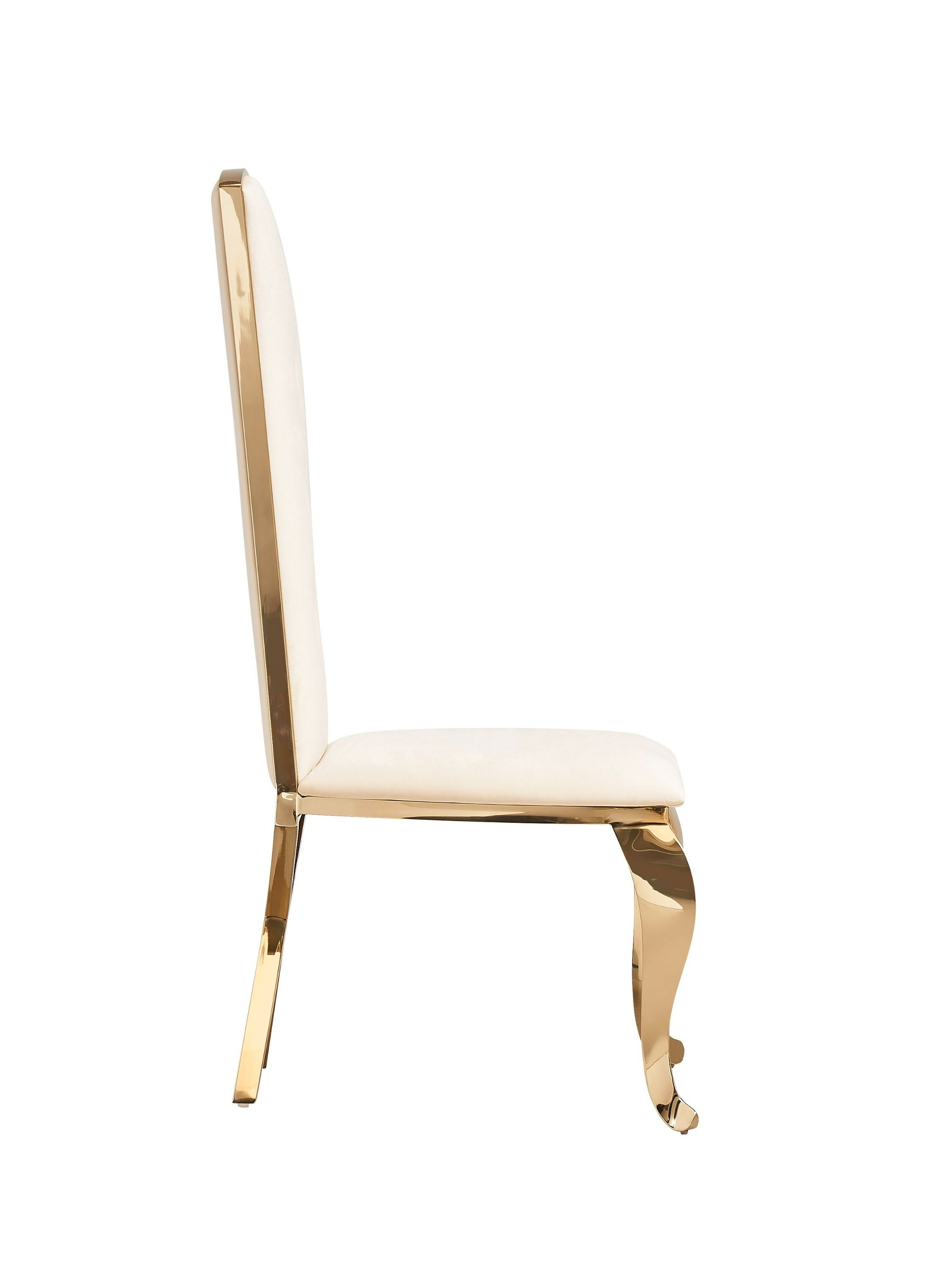 Modrest Bonnie - Modern Beige Velvet & Champagne Gold Dining Chair (Set of 2)