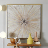 Brown Canvas Starburst Radial Framed Wall Art with Gold Frame