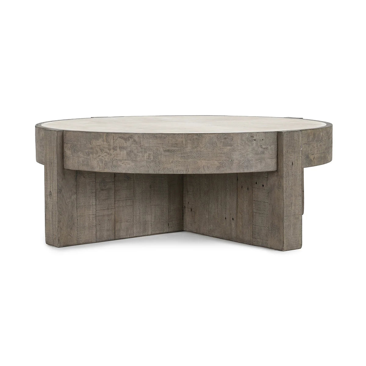 Sonoma Solid Wood Round Coffee Table - Antique White/Distressed Gray