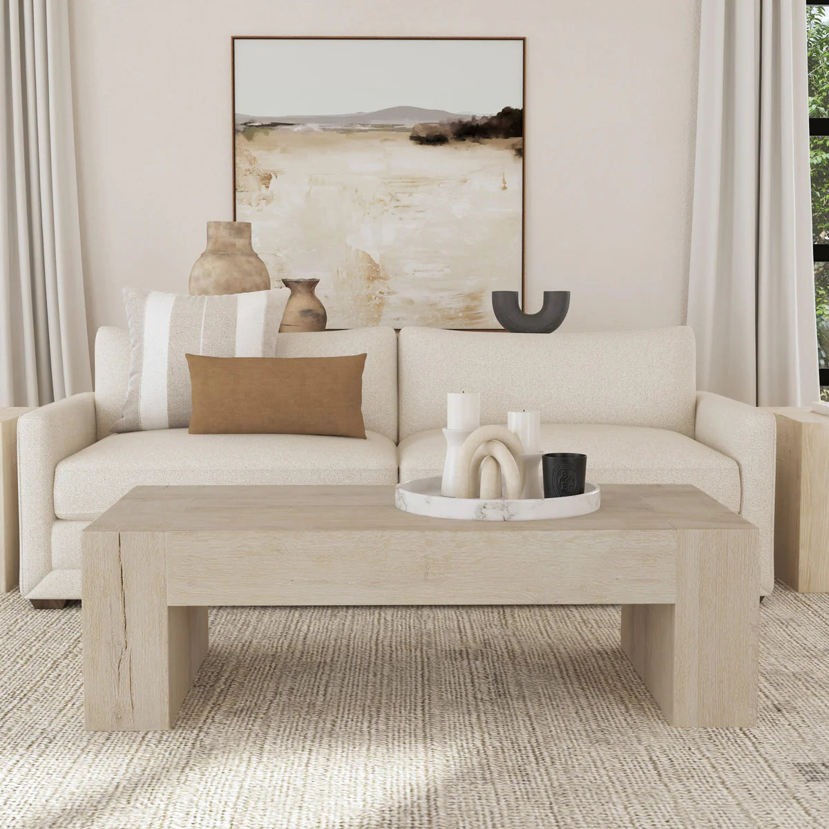 Bristol Solid Wood Rectangle Coffee Table - Aged Cream