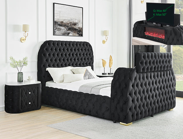 NATALIA BED W/FIREPLACE,TV LIFT BK - KING