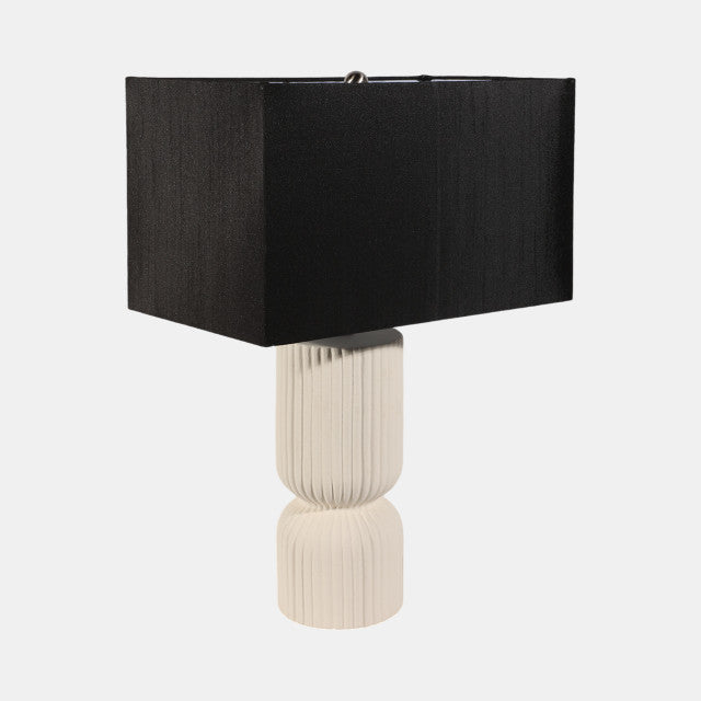 Fluted Cylinder Table Lamp, White/black