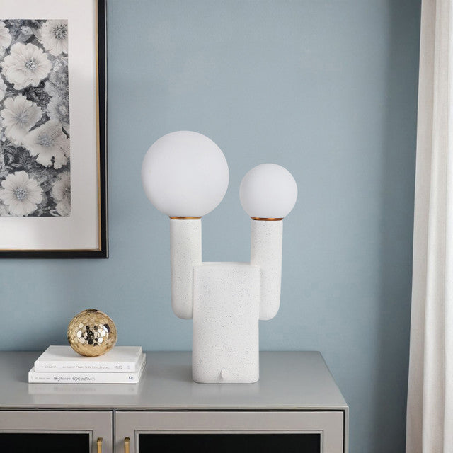 Double Head Totem Lamp With Base Switch, Wh