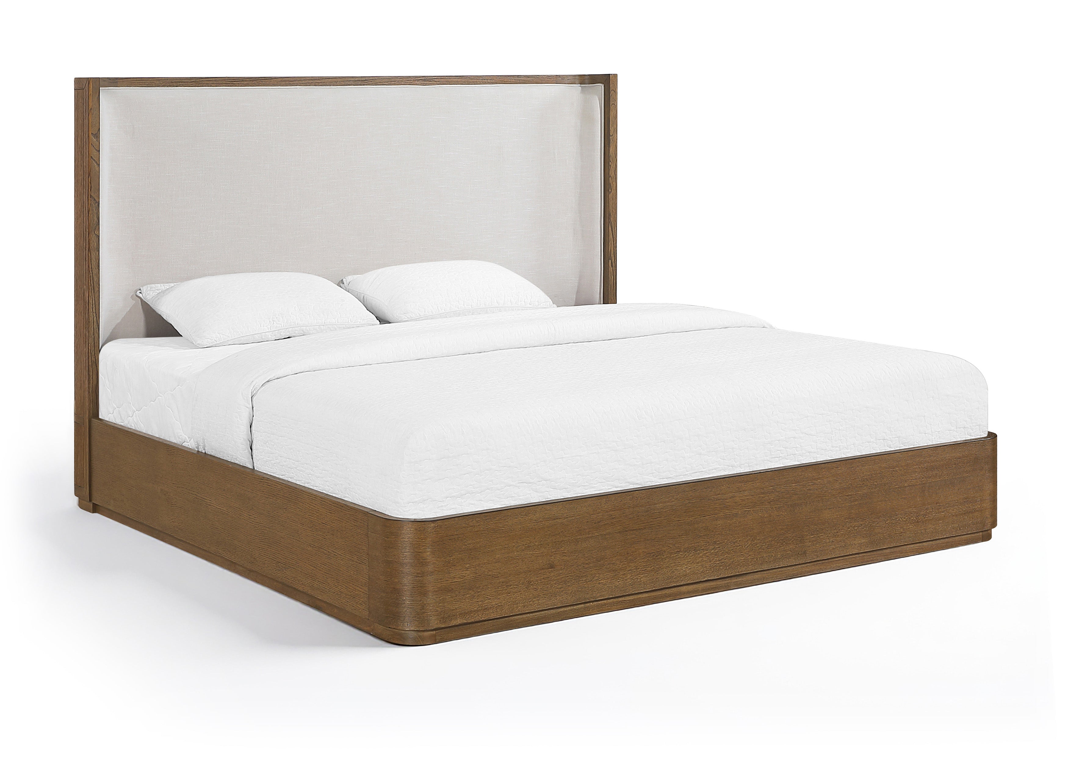 Tiberio Solid Wood And Linen Textured Fabric Bed