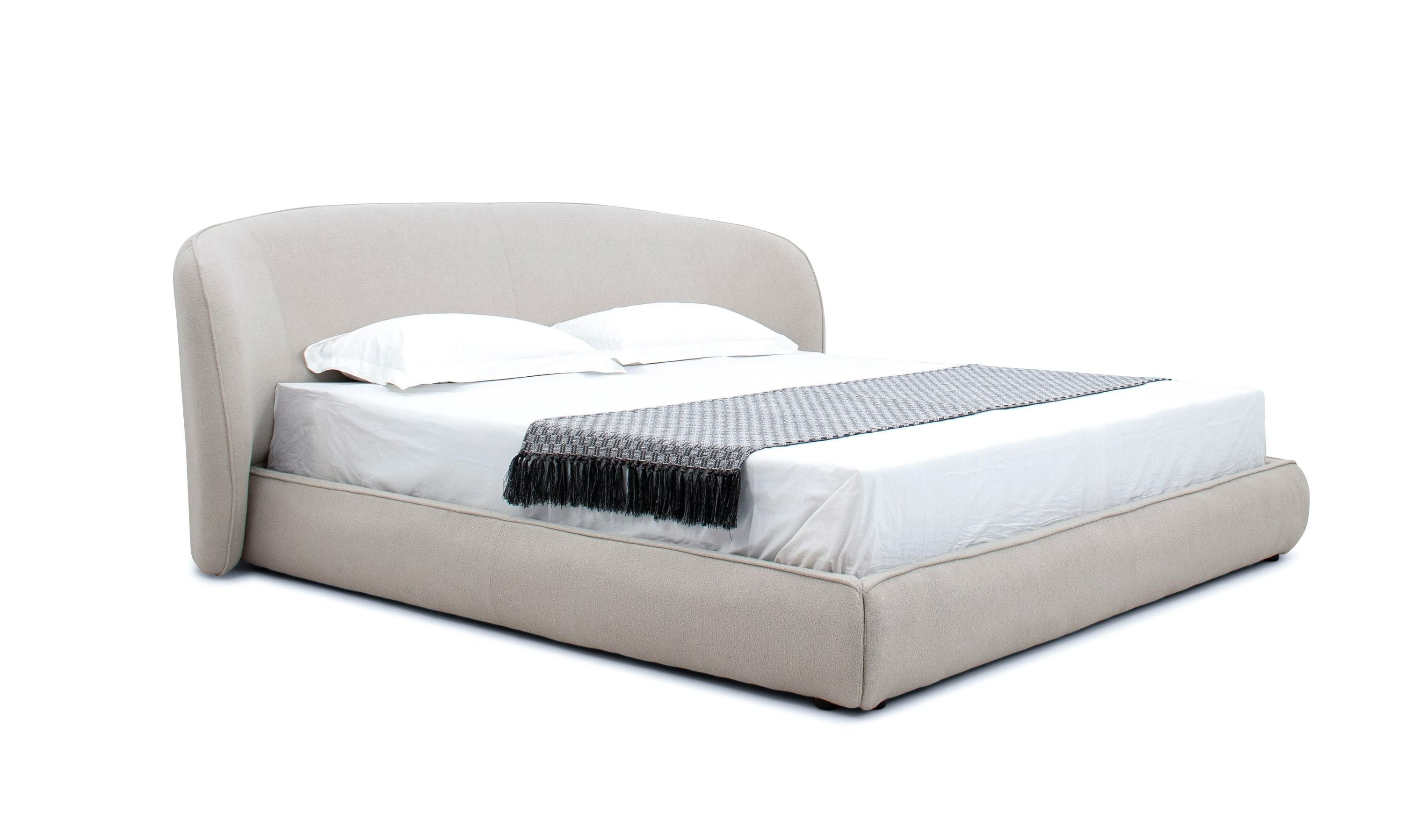 Modrest Lambert - Modern Beige Fabric Upholstered Bed| Queen