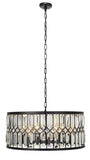 Black Metal Crystal Embellished 6 Light Chandelier with Link Chain