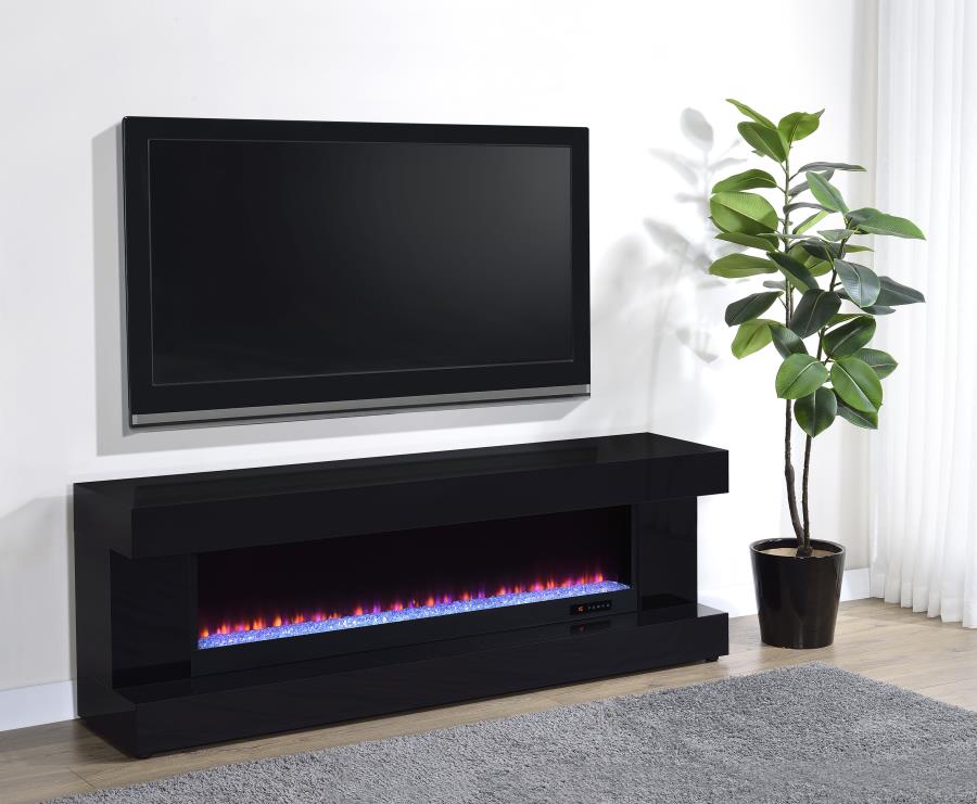 Mallory TV Stand Fireplace Console Bluetooth Speaker Grey High Gloss