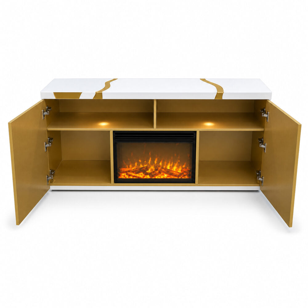 63″ FIREPLACE TV STAND
