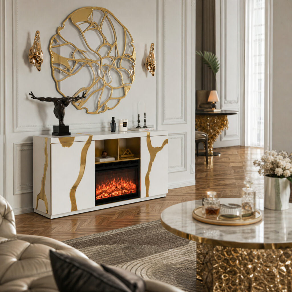 63″ FIREPLACE TV STAND