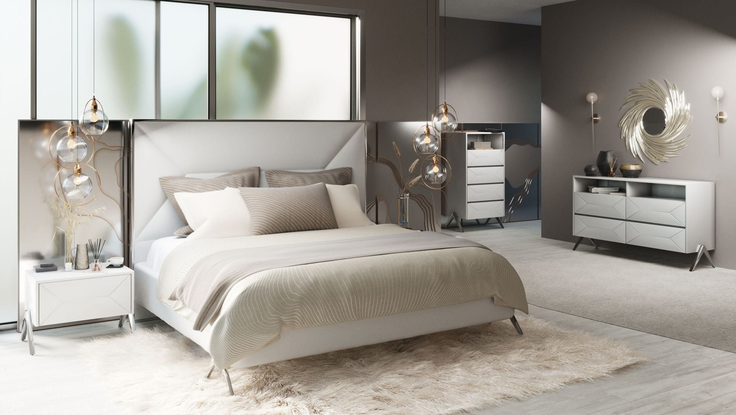 Candid Modern White Bedroom Set