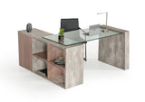 Nova Domus Boston Modern Glass & Faux Concrete Desk