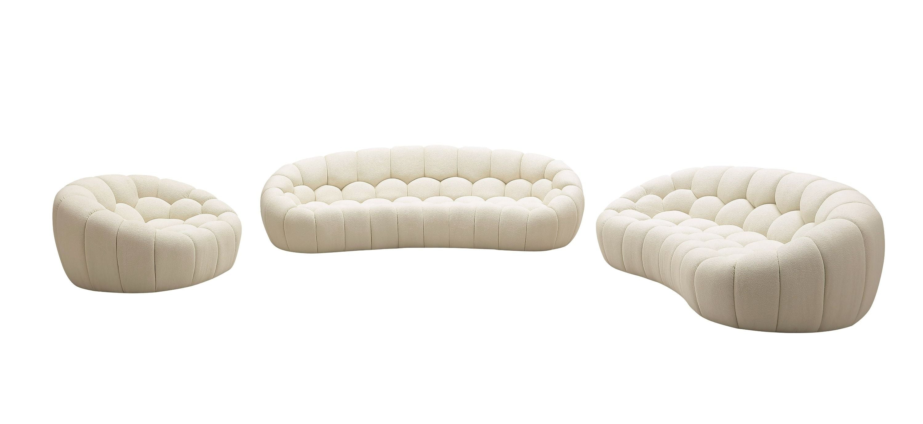 Divani Casa Yolonda - Modern Curved Off-White Fabric Sofa Set