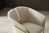 Modrest Renfew - Modern Beige Vegan Leather + Champagne Gold Dining Chair