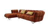 Divani Casa Jacinda - Modern Burnt Orange Fabric Left Facing Sectional Sofa + 2 Yellow Pillows