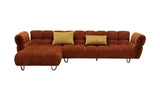 Divani Casa Jacinda - Modern Burnt Orange Fabric Left Facing Sectional Sofa + 2 Yellow Pillows