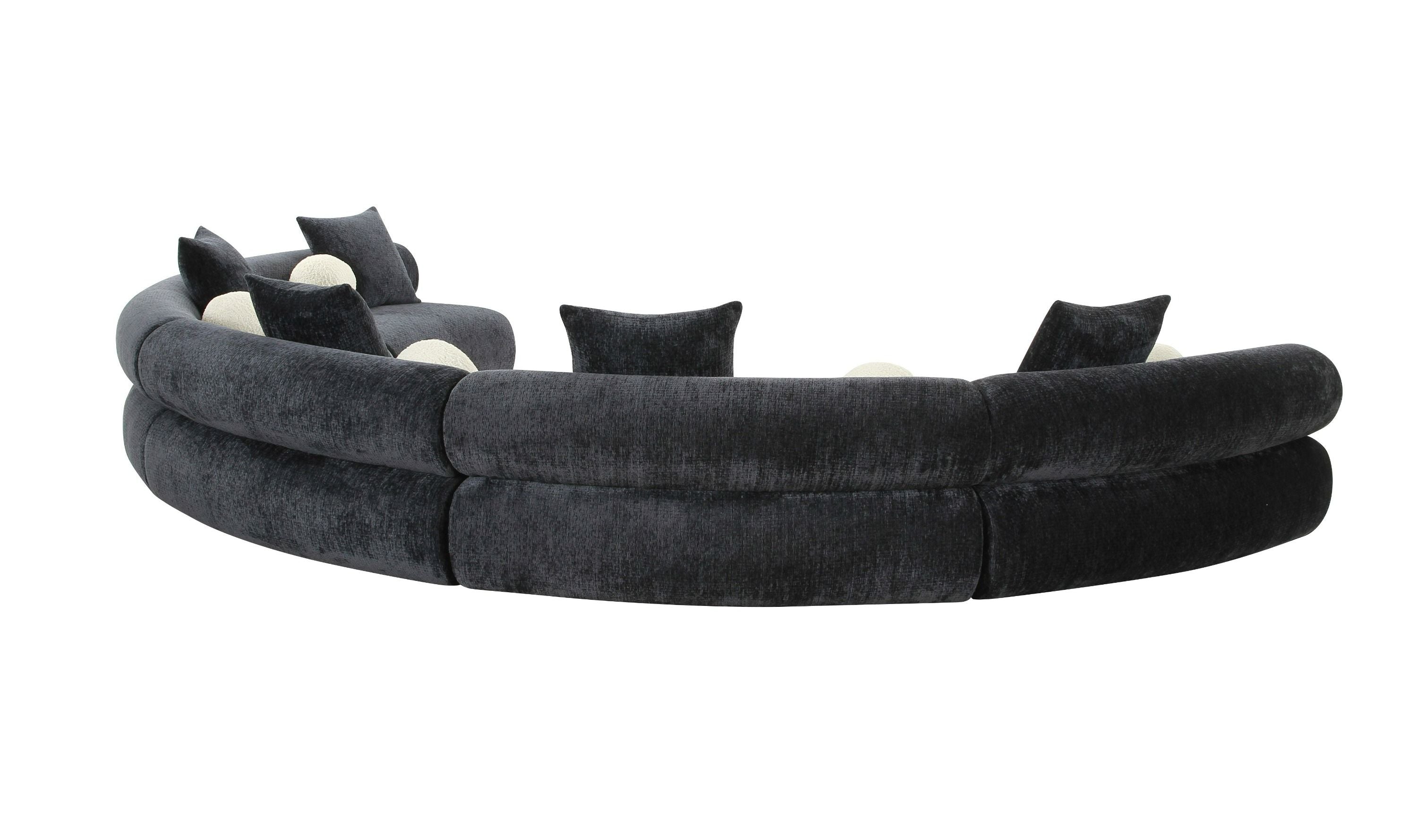 Divani Casa Simpson - Contemporary Dark Grey Fabric Curved Modular Sectional Sofa with Throw Pillows