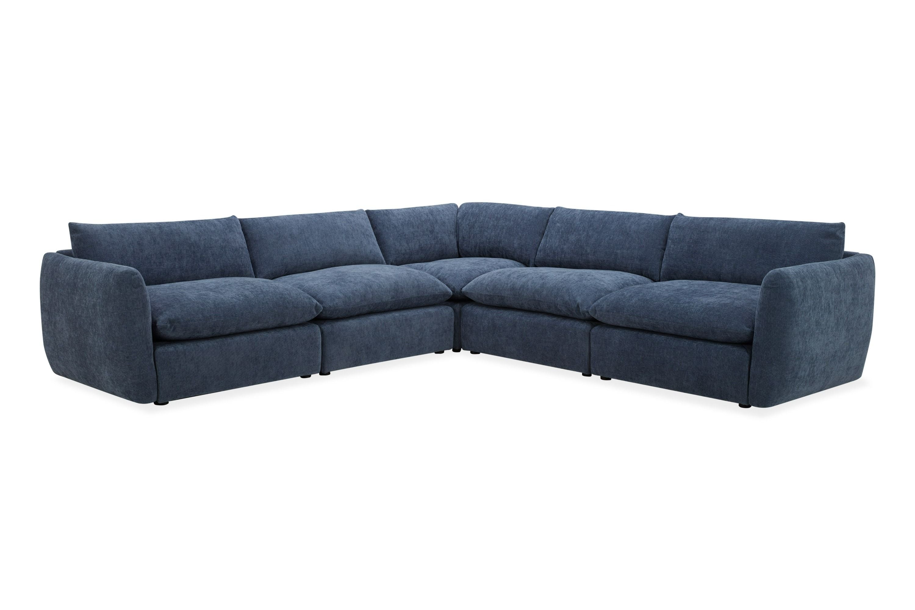 Divani Casa Kinsey - Modern Blue Fabric Modular Sectional Sofa