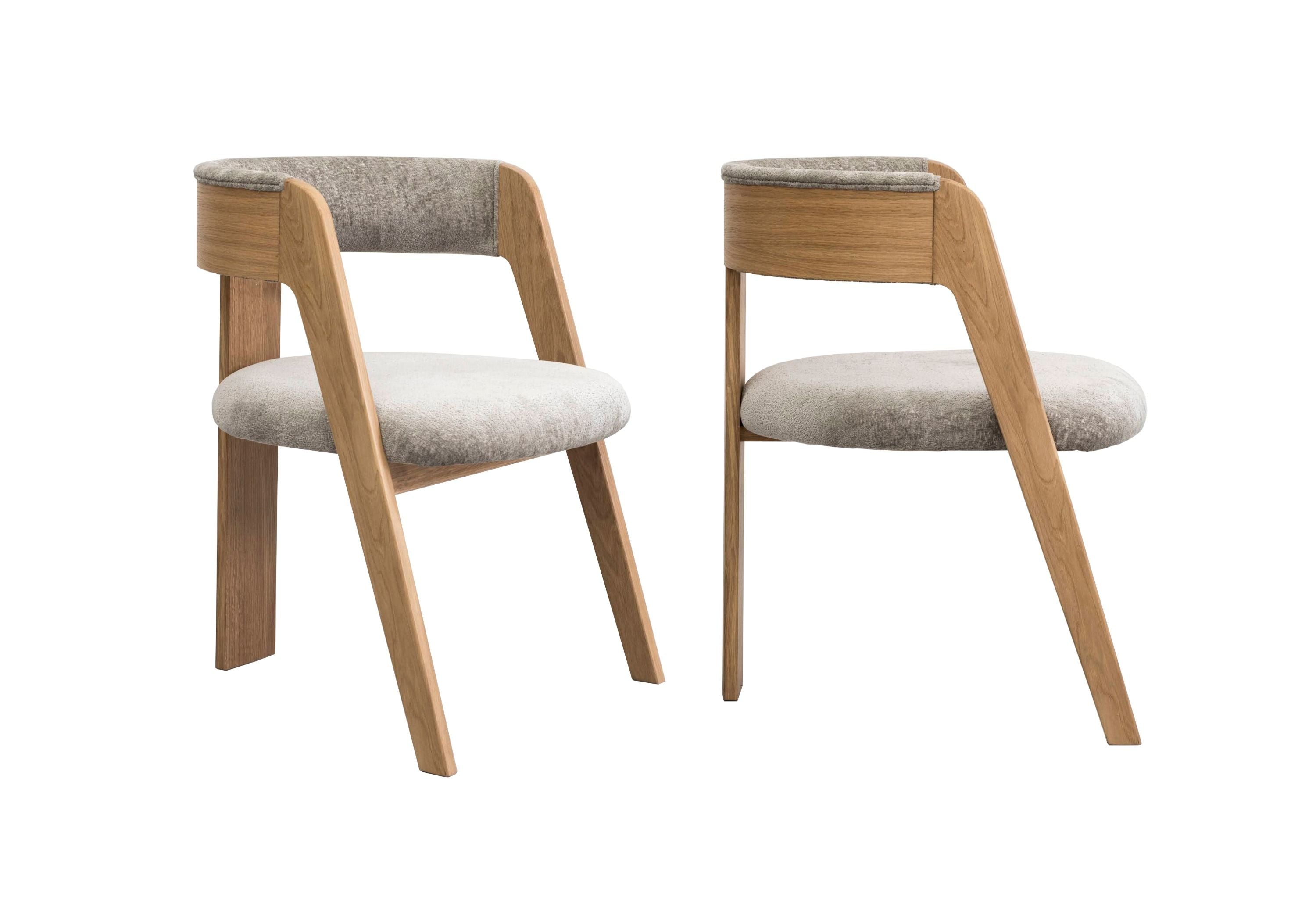 Modrest Washington - Modern Grey Fabric + Natural Oak Dining Chair (Set of 2)