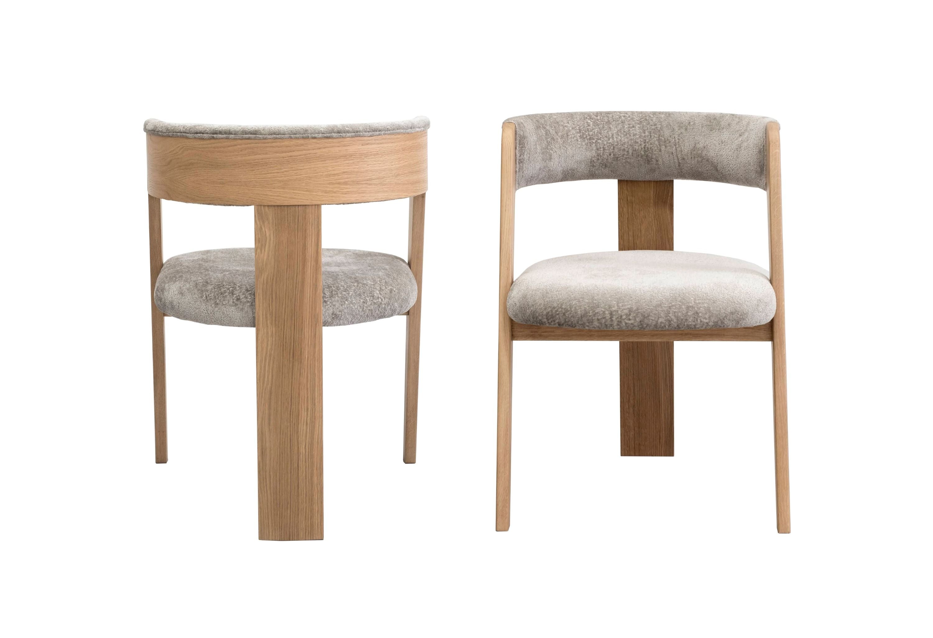 Modrest Washington - Modern Grey Fabric + Natural Oak Dining Chair (Set of 2)