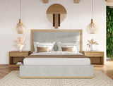 Nova Domus Santa Barbara - Modern Grey Fabric + Natural Bedroom Set