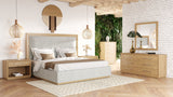 Nova Domus Santa Barbara - Modern Grey Fabric + Natural Bedroom Set