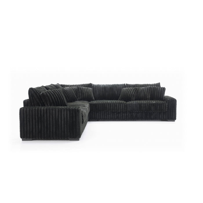 BLACK Fabric Stationary Sectional Sofa