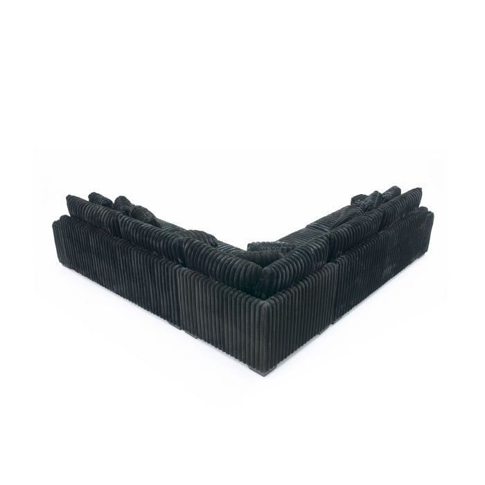 BLACK Fabric Stationary Sectional Sofa