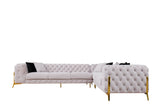 Divani Casa Clarice - Transitional Light Beige Velvet Sectional Sofa