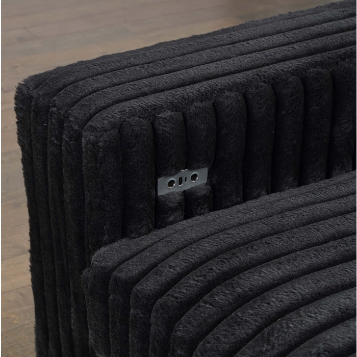 Corduroy Double Power Slider Loveseat Convertible Chaise w/ USB