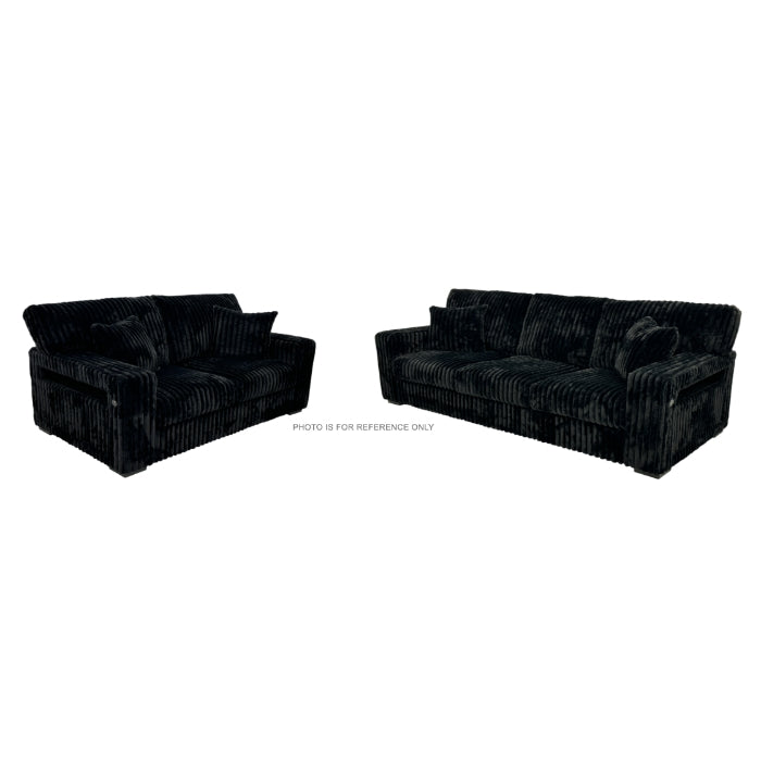 Corduroy Stationary Sofa Set w/ USB & Pillows