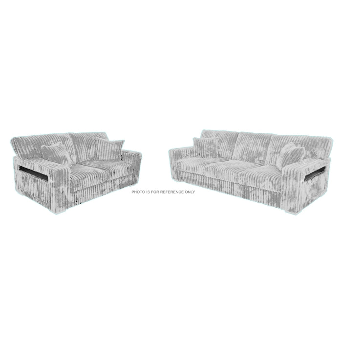 Corduroy Stationary Sofa Set w/ USB & Pillows