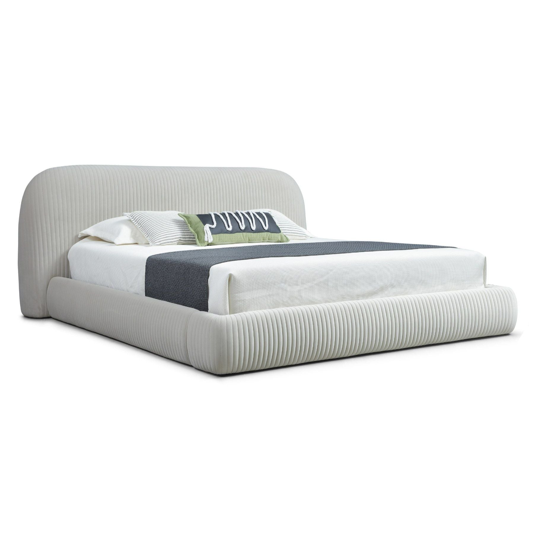 Hortman - Modern Off-White Fabric Bed
