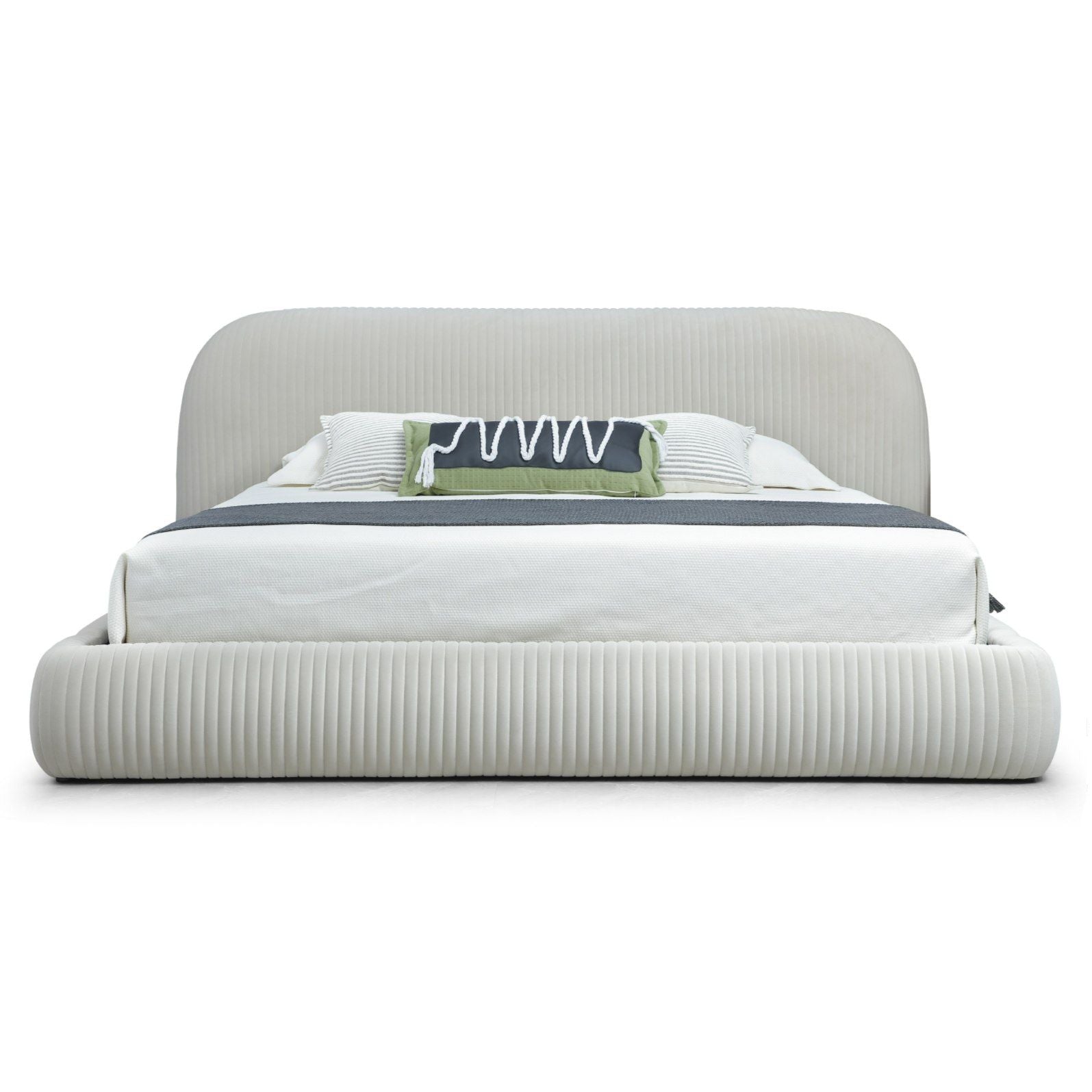 Hortman - Modern Off-White Fabric Bed