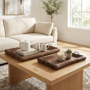 HATCHERMILL SET OF 2 BROWN TRAY 3 (IN)