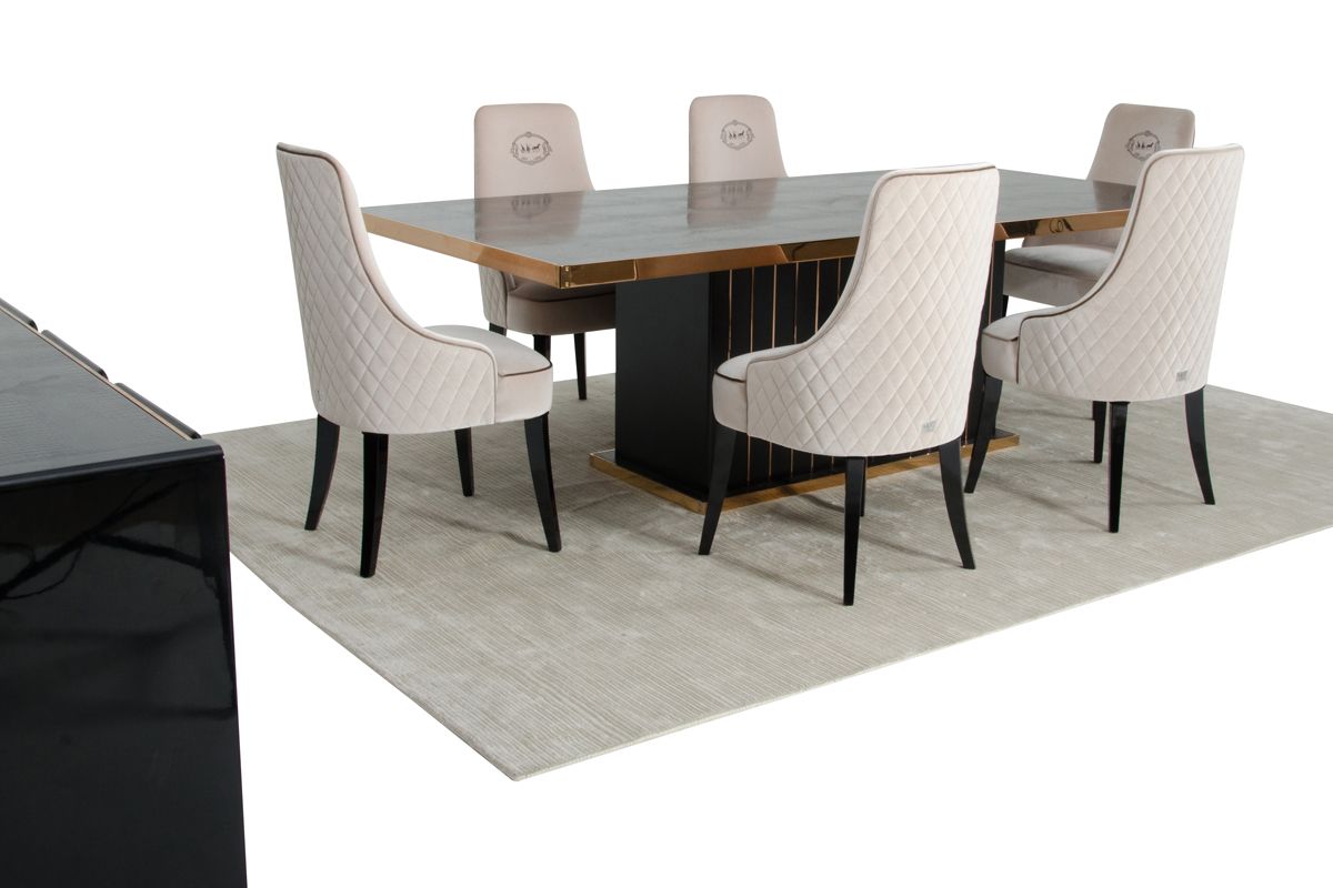 A&X Talin Modern Black & Rosegold Dining Set