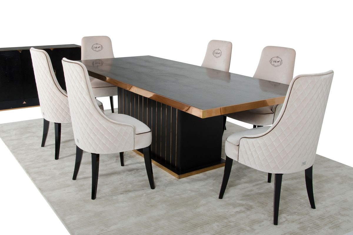 A&X Talin Modern Black & Rosegold Dining Set