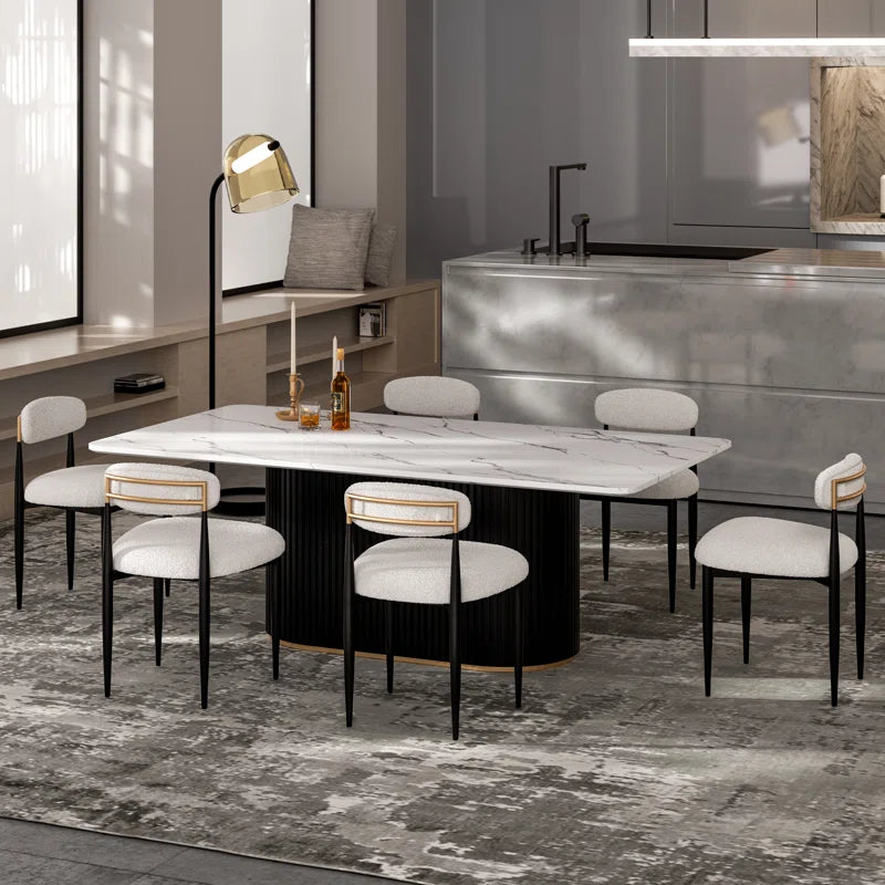 Ackley Faux Marble Dining Set, Modern Dining Table And Chair Set For 6
