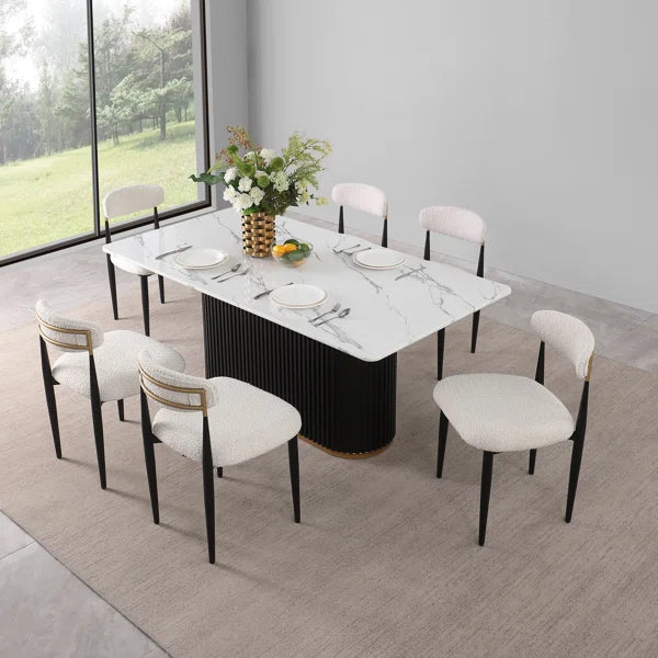 Ackley Faux Marble Dining Set, Modern Dining Table And Chair Set For 6
