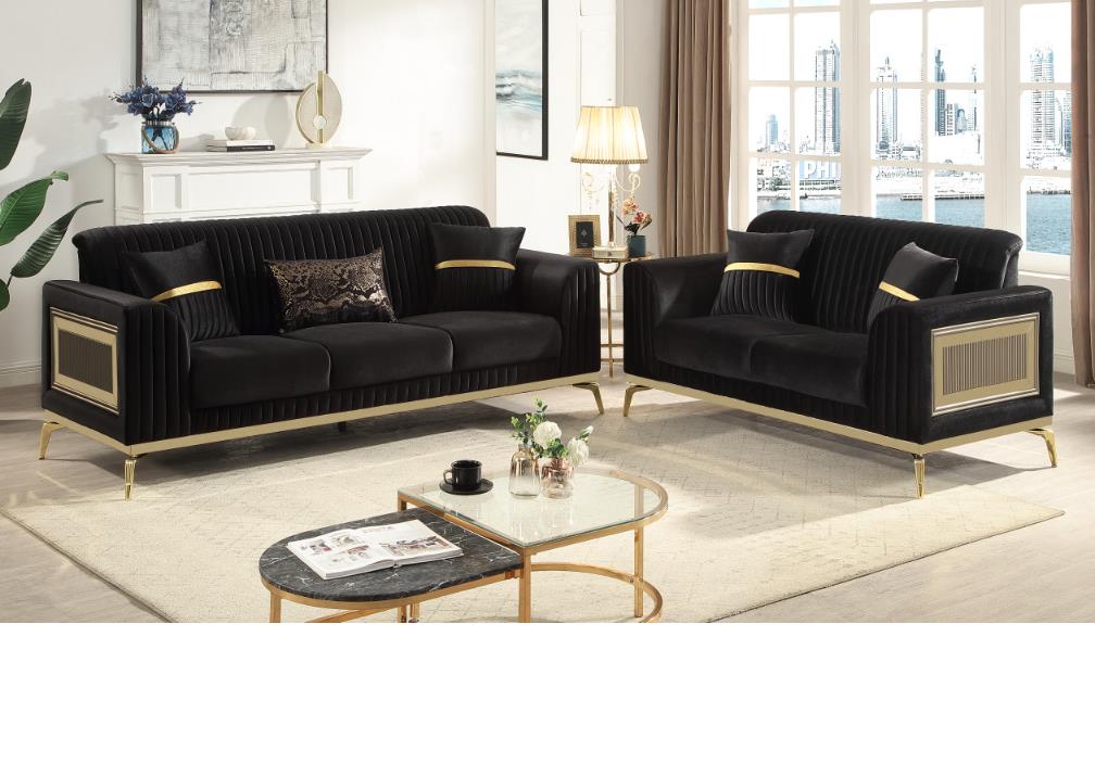 Antigua 2 Pc Living Room Set in Black