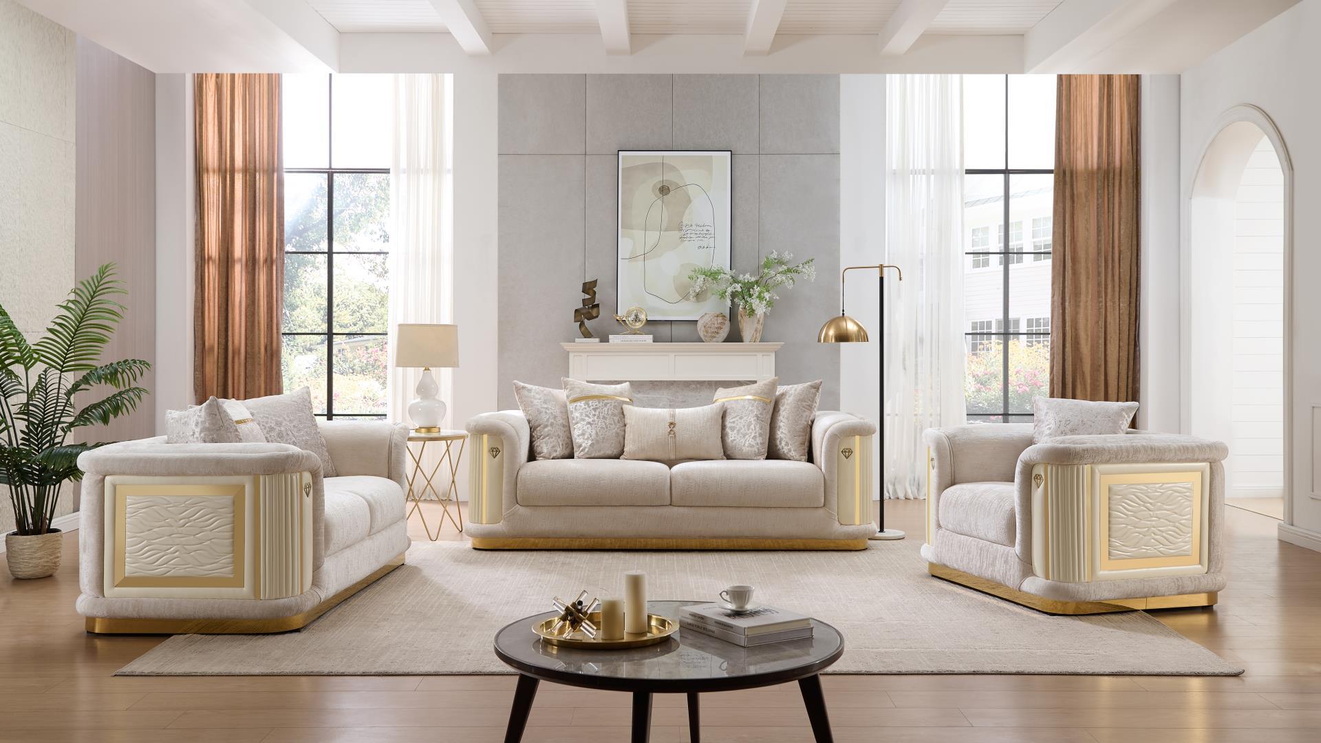 Bona 2 Pc Living Room Set Beige