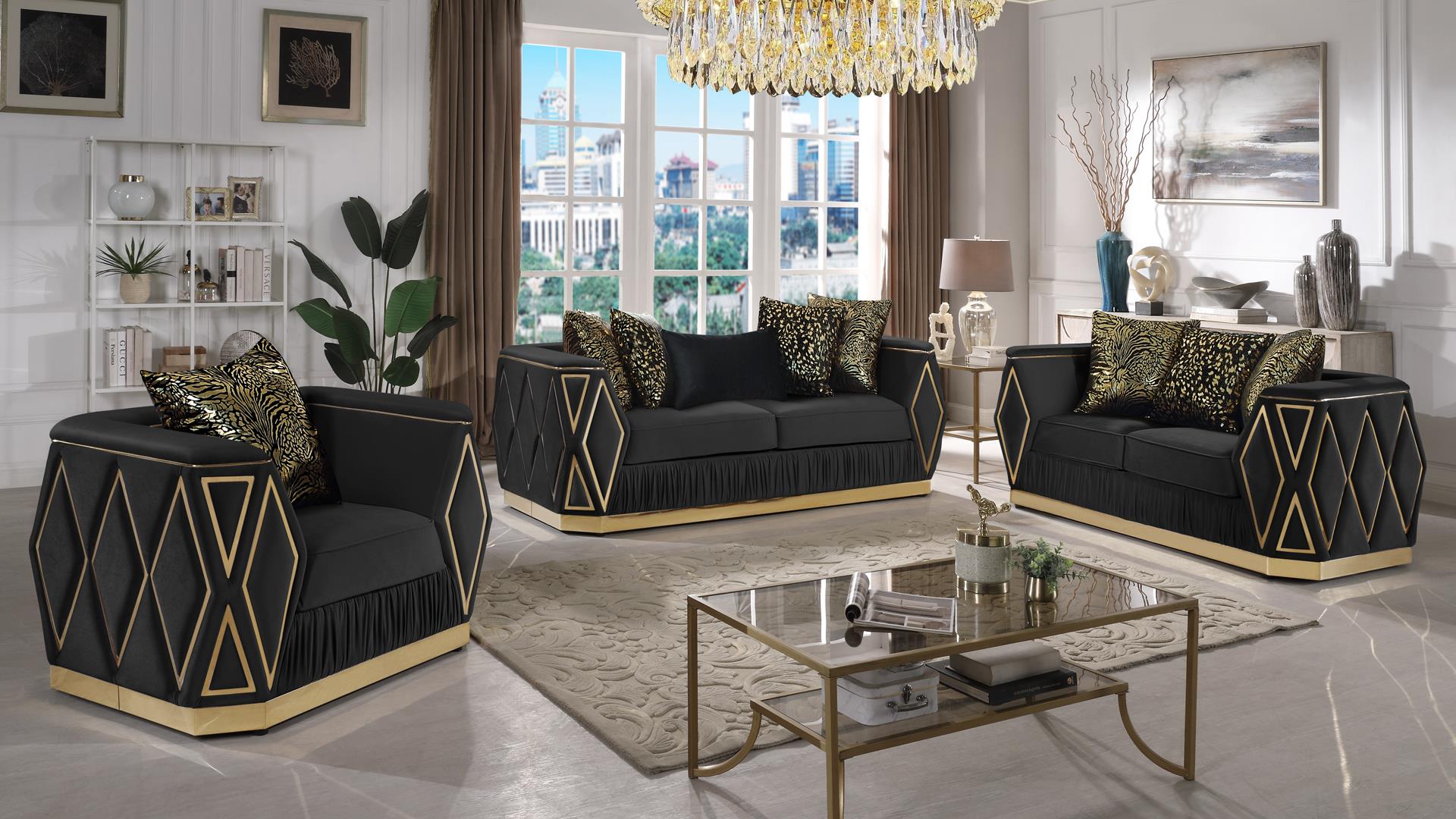 Cavalli Living Room Set Black