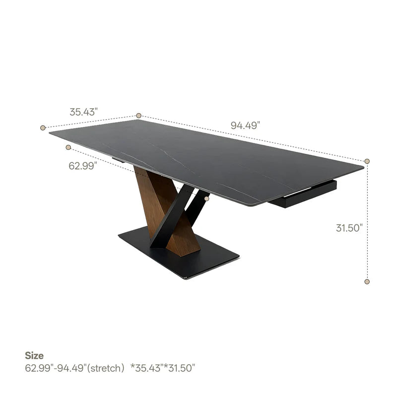 Rock plate functional dining table（Lauren Black Gold）- TABLE ONLY