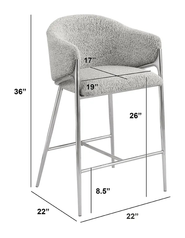 Teddy Boucle Fabric Counterheight Chairs