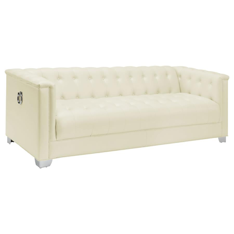 Chaviano Upholstered Tufted Living Room Set Pearl White