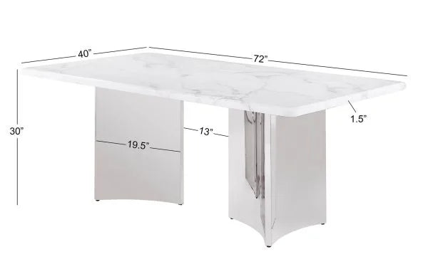 7pc White Marble Dining Set