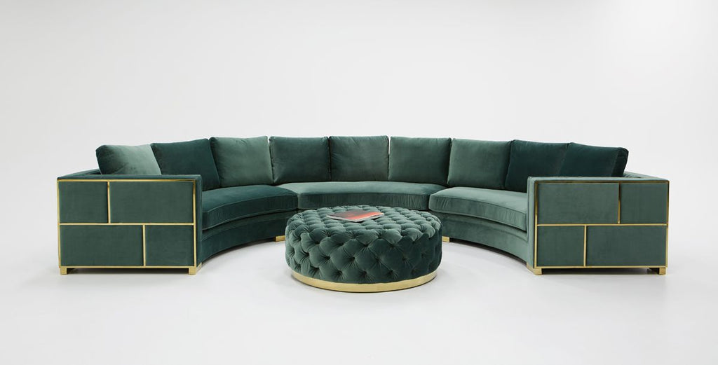 Divani Casa - Ritner Modern Green Velvet Curved Sectional Sofa