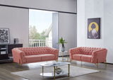 Divani Casa Aiken - Modern Salmon Velvet Sofa #76750