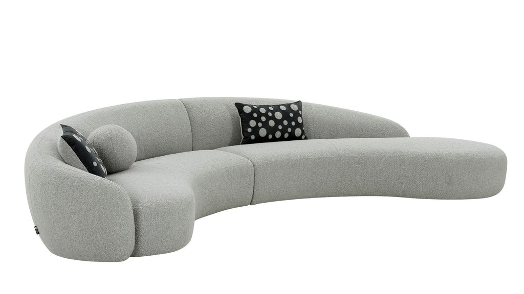 Divani Casa Allis - Glam Grey and Black Fabric Curved Sectional Sofa