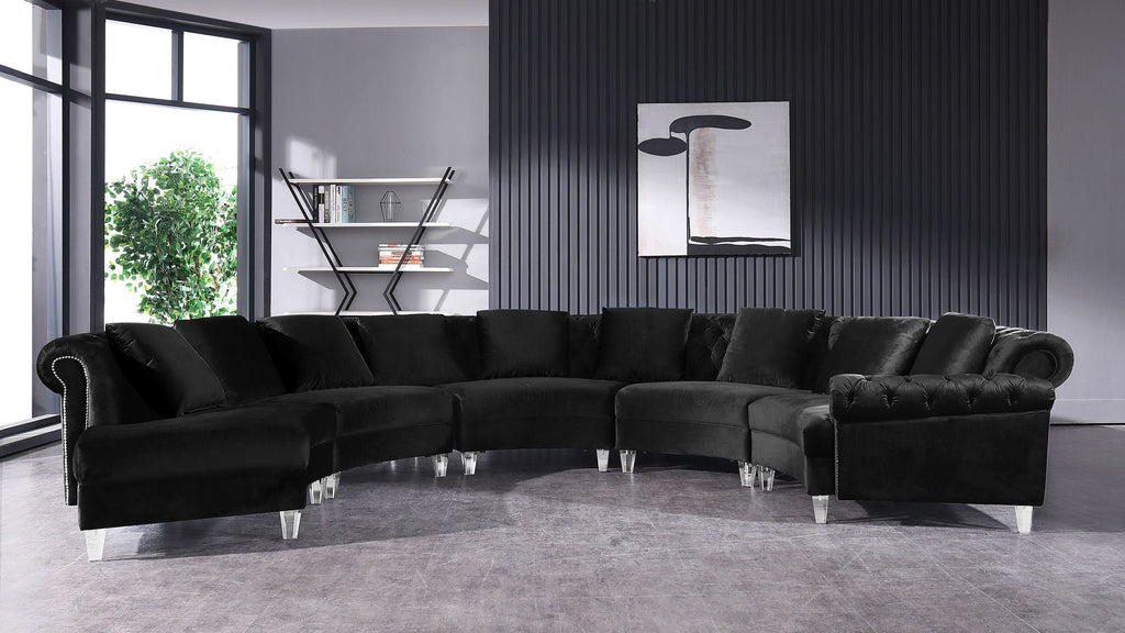 Divani Casa Darla - Modern Black Velvet Circular Sectional Sofa