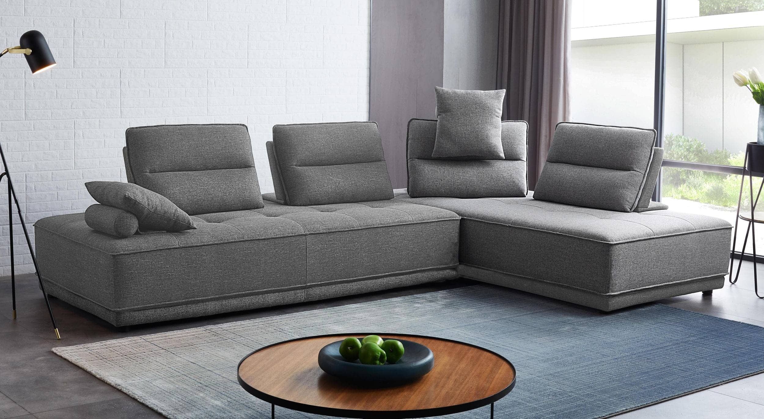 Divani Casa Glendale - Modern Grey Fabric Modular Sectional Sofa #77887